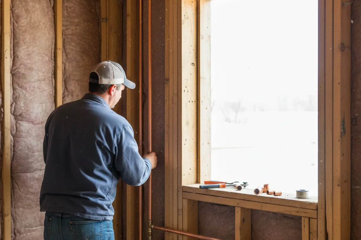 Licensed plumber running new copper supply lines in a San Saba home