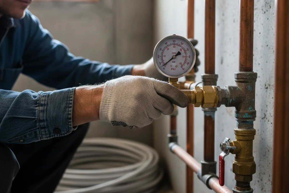 Pressure testing a repaired line during Water Line Repair in San Saba